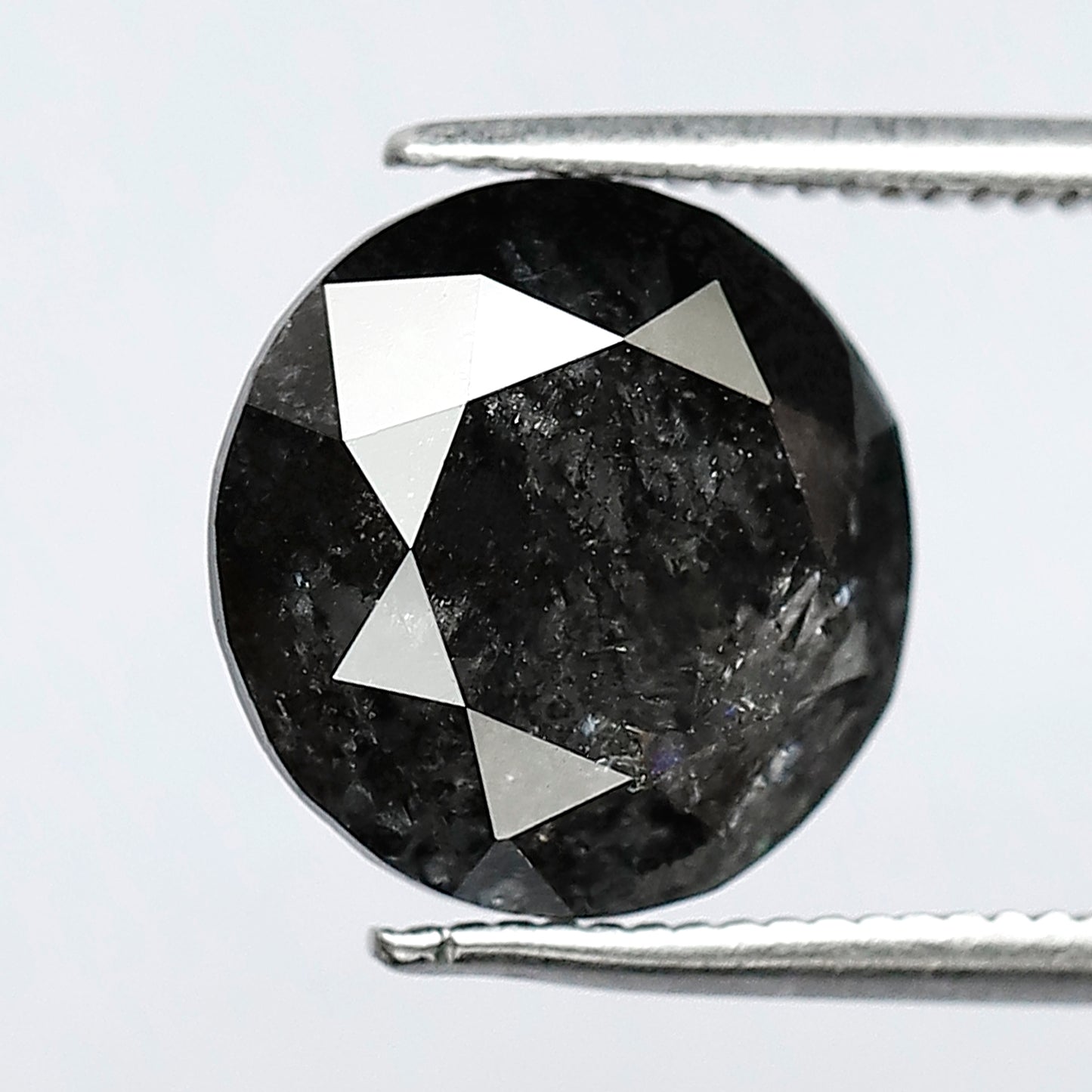 Large 5.27 CT Gray Black Salt and Pepper Diamond, Round Brilliant Cut 10.60 mm Natural Loose Diamond for Wedding Ring Jewelry