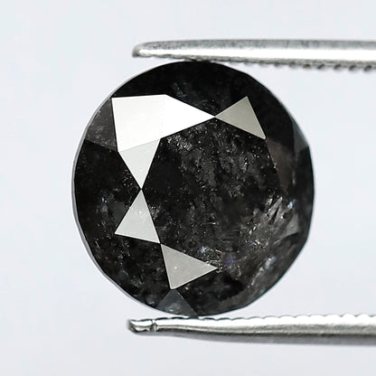 Large 5.27 CT Gray Black Salt and Pepper Diamond, Round Brilliant Cut 10.60 mm Natural Loose Diamond for Wedding Ring Jewelry