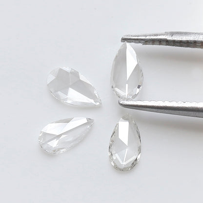 Pear Shape Rose Cut Melee Diamonds 0.45 Ct, 4 Pcs FG VVS VS Natural Loose Diamonds for Jewelry Making