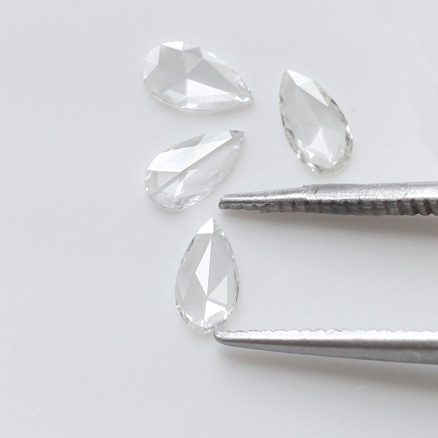 Pear Shape Rose Cut Melee Diamonds 0.45 Ct, 4 Pcs FG VVS VS Natural Loose Diamonds for Jewelry Making