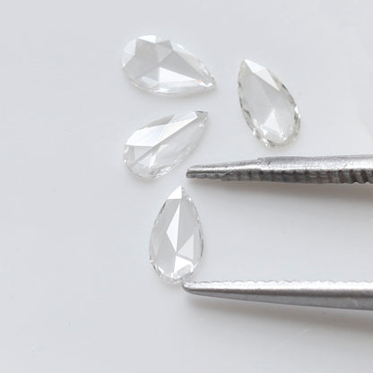 Pear Shape Rose Cut Melee Diamonds 0.45 Ct, 4 Pcs FG VVS VS Natural Loose Diamonds for Jewelry Making