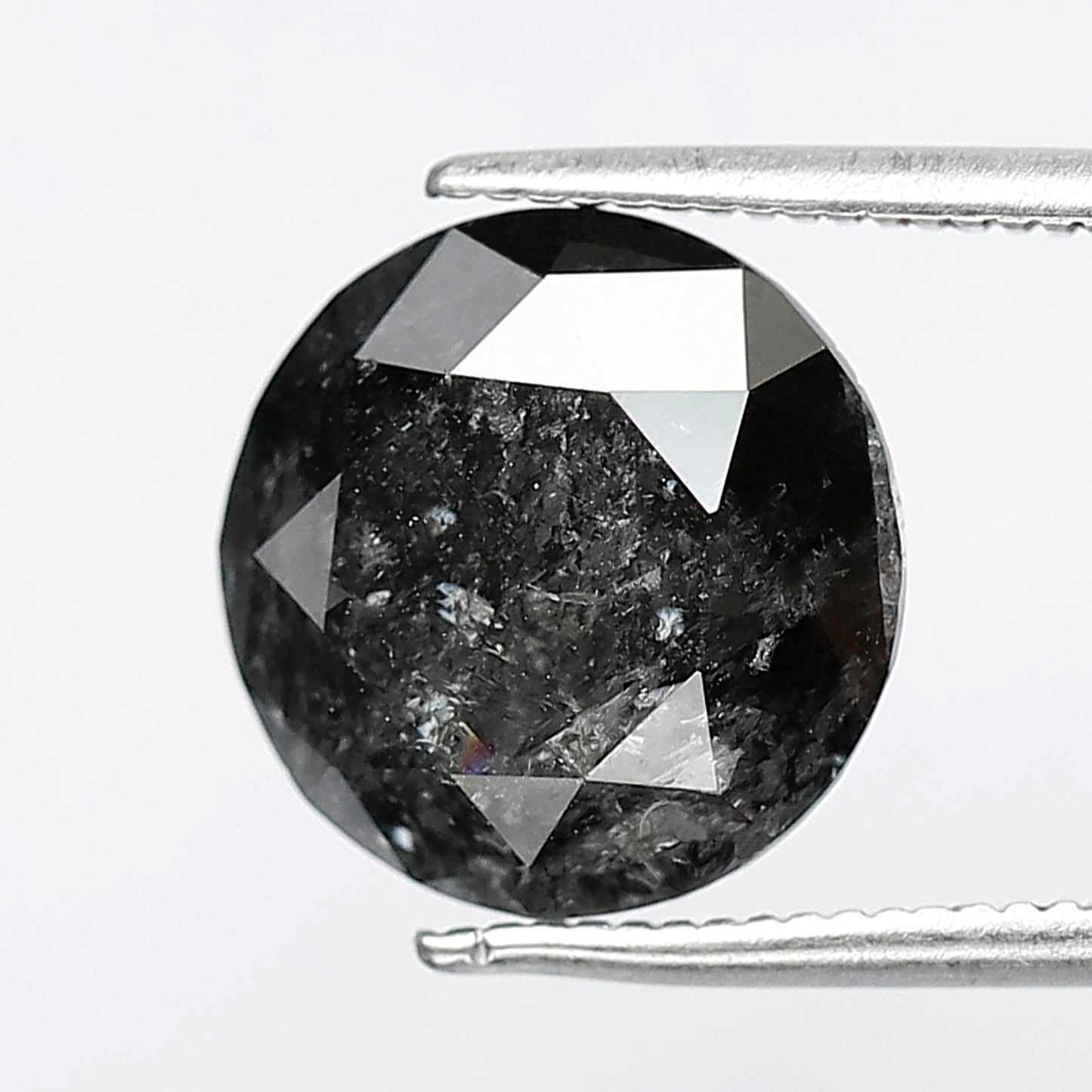 Large 5.27 CT Gray Black Salt and Pepper Diamond, Round Brilliant Cut 10.60 mm Natural Loose Diamond for Wedding Ring Jewelry