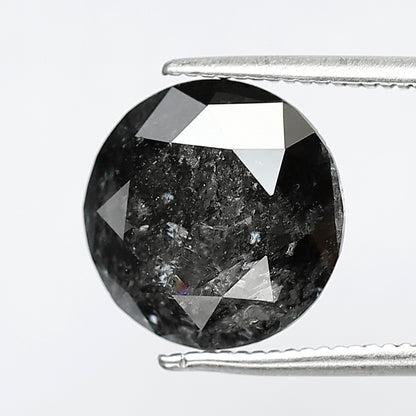 Large 5.27 CT Gray Black Salt and Pepper Diamond, Round Brilliant Cut 10.60 mm Natural Loose Diamond for Wedding Ring Jewelry