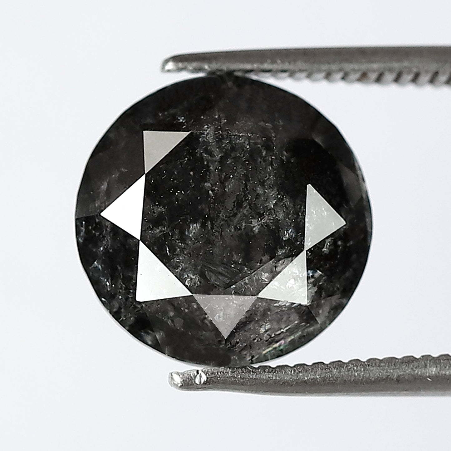 Large 5.27 CT Gray Black Salt and Pepper Diamond, Round Brilliant Cut 10.60 mm Natural Loose Diamond for Wedding Ring Jewelry