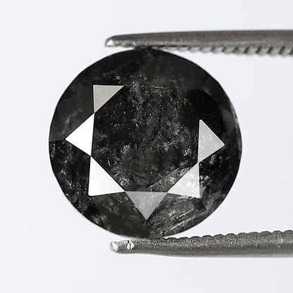 Large 5.27 CT Gray Black Salt and Pepper Diamond, Round Brilliant Cut 10.60 mm Natural Loose Diamond for Wedding Ring Jewelry