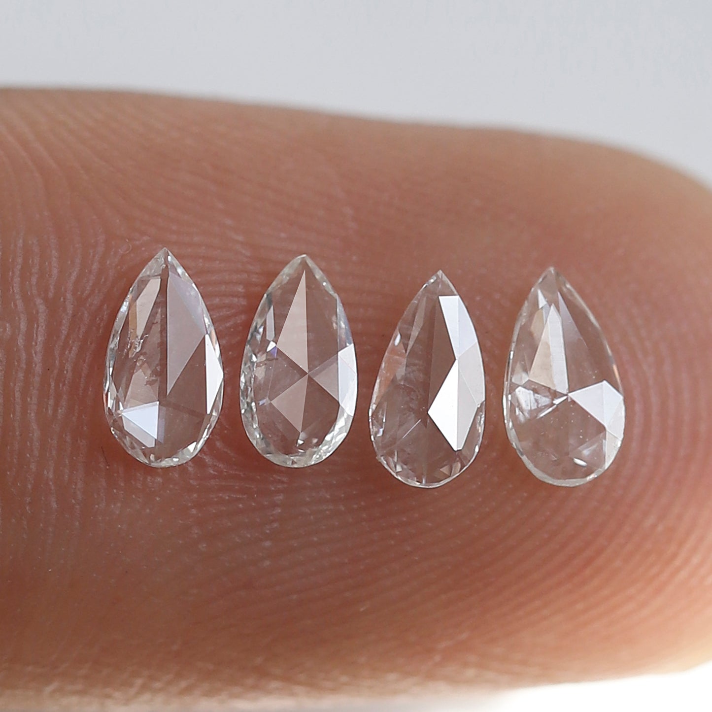 Pear Shape Rose Cut Melee Diamonds 0.45 Ct, 4 Pcs FG VVS VS Natural Loose Diamonds for Jewelry Making