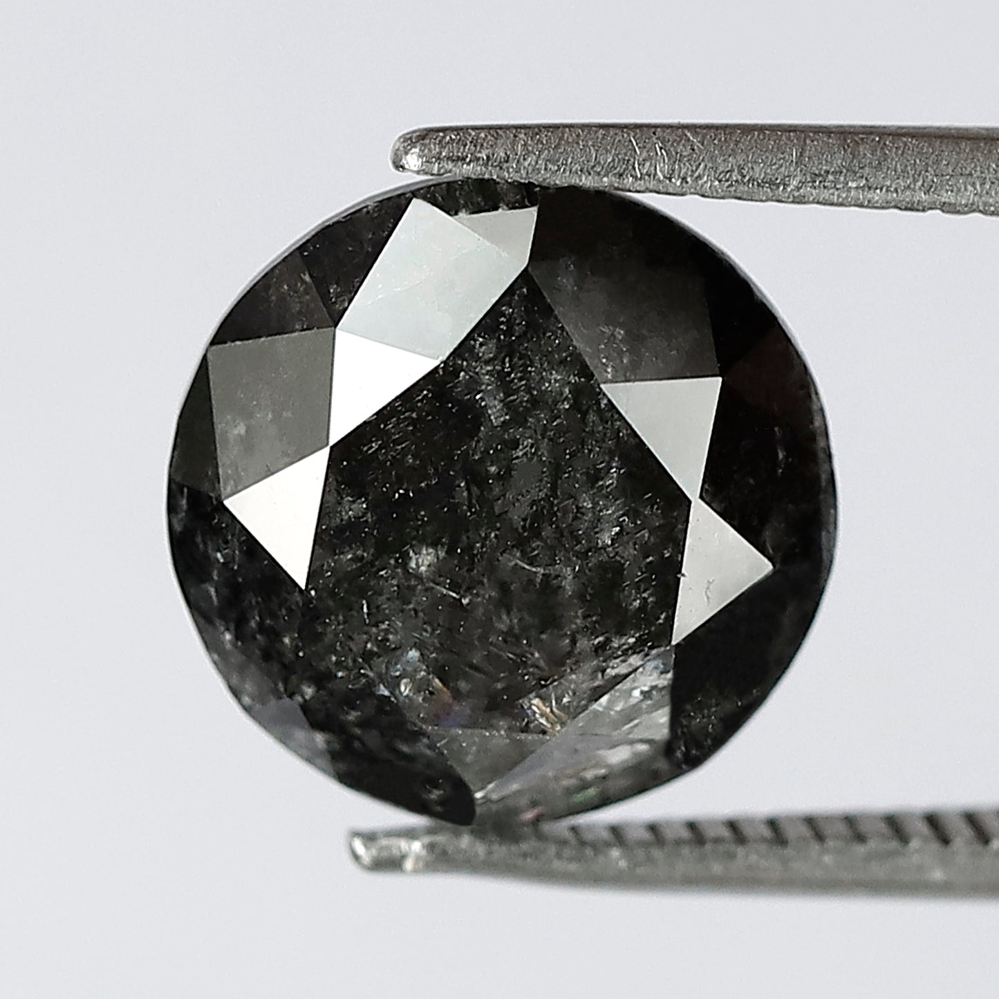 Large 5.27 CT Gray Black Salt and Pepper Diamond, Round Brilliant Cut 10.60 mm Natural Loose Diamond for Wedding Ring Jewelry