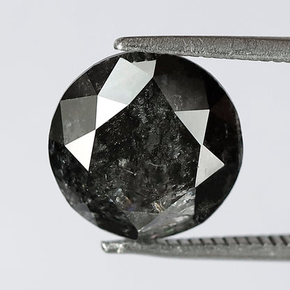 Large 5.27 CT Gray Black Salt and Pepper Diamond, Round Brilliant Cut 10.60 mm Natural Loose Diamond for Wedding Ring Jewelry