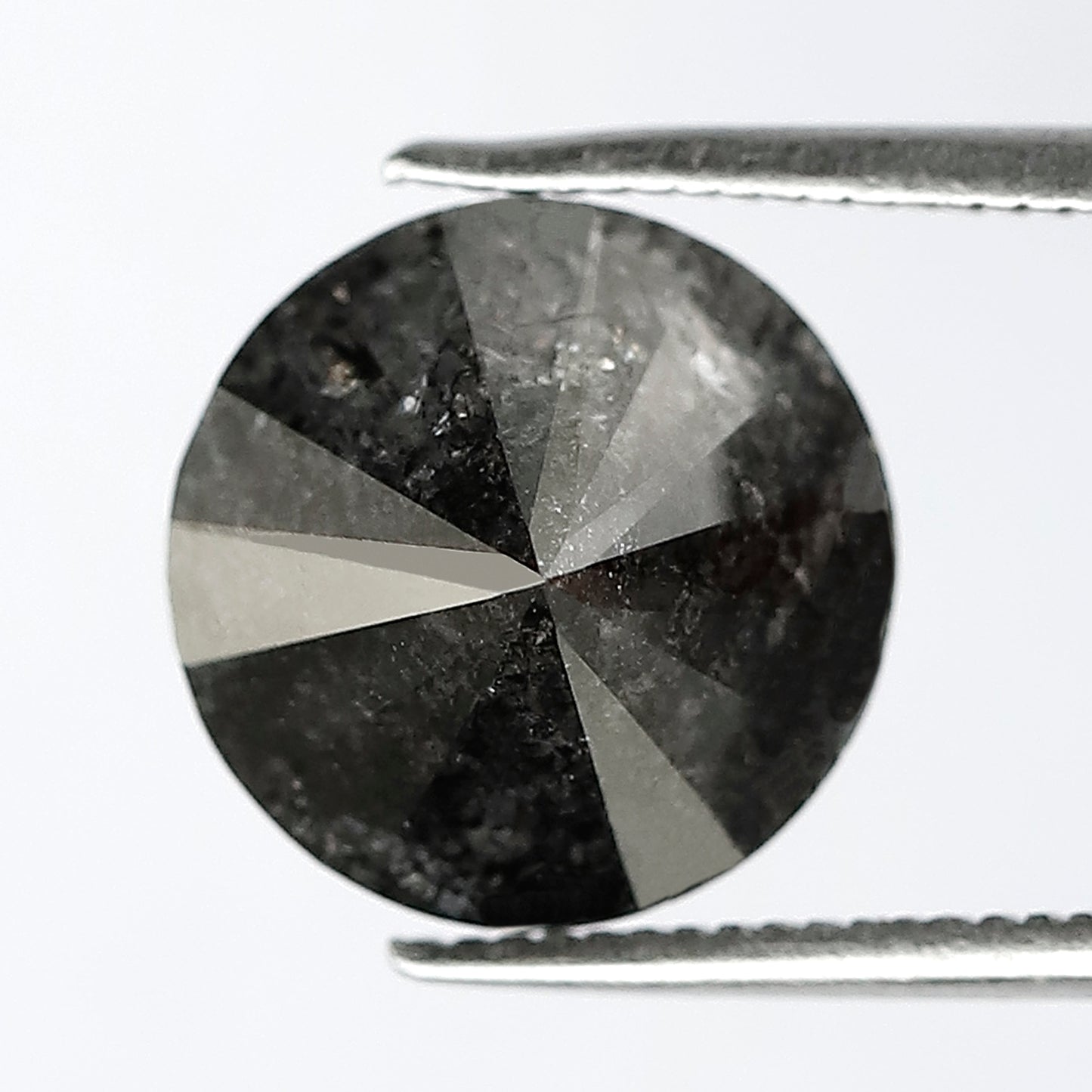Large 5.27 CT Gray Black Salt and Pepper Diamond, Round Brilliant Cut 10.60 mm Natural Loose Diamond for Wedding Ring Jewelry