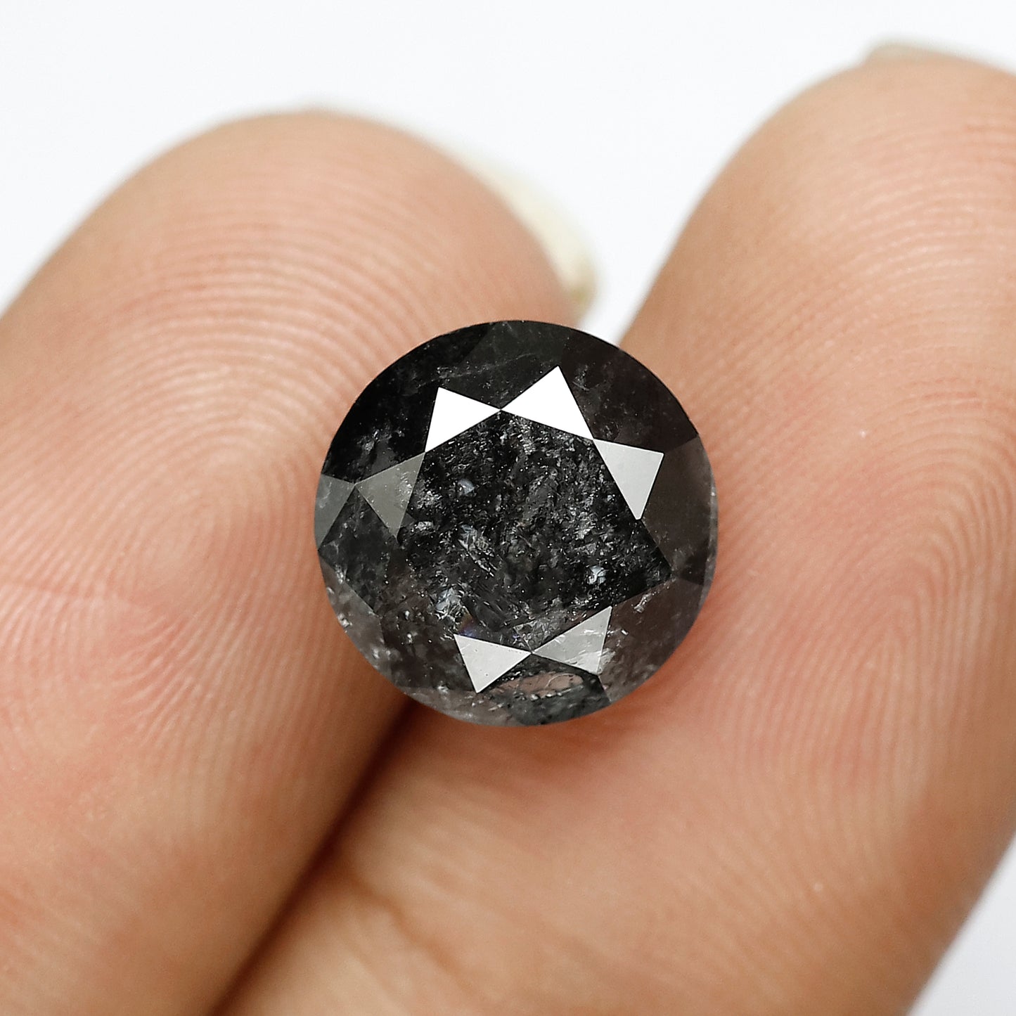 Large 5.27 CT Gray Black Salt and Pepper Diamond, Round Brilliant Cut 10.60 mm Natural Loose Diamond for Wedding Ring Jewelry