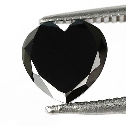 1.08 CT, 7 MM Heart Shape Loose Black Diamond For Making Proposal Ring