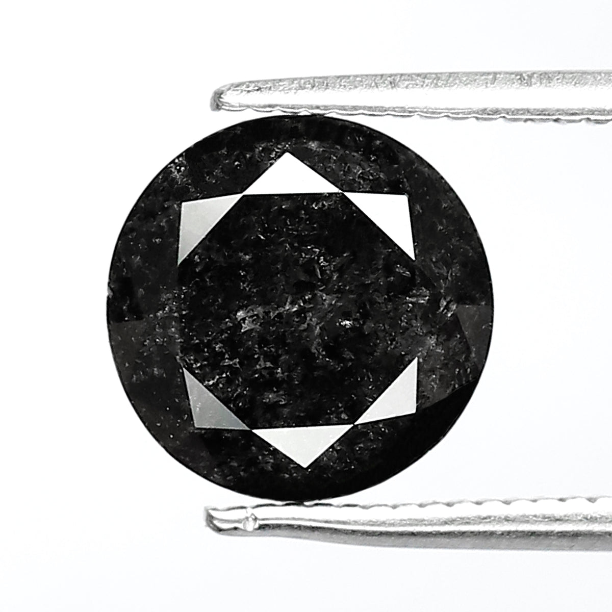 2.52 CT Round Brilliant Salt and Pepper Diamond, 8.80 mm Natural Gray Black Loose Diamond, Earth Mined Engagement Ring Stone