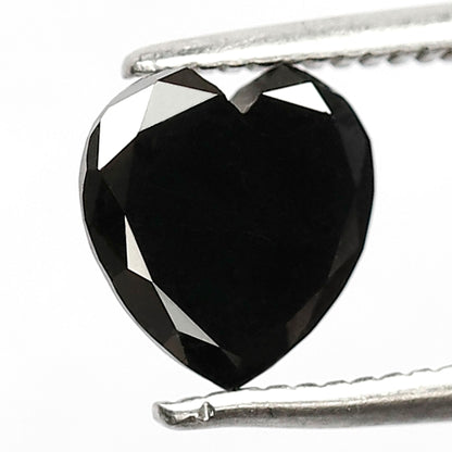 1.08 CT, 7 MM Heart Shape Loose Black Diamond For Making Proposal Ring