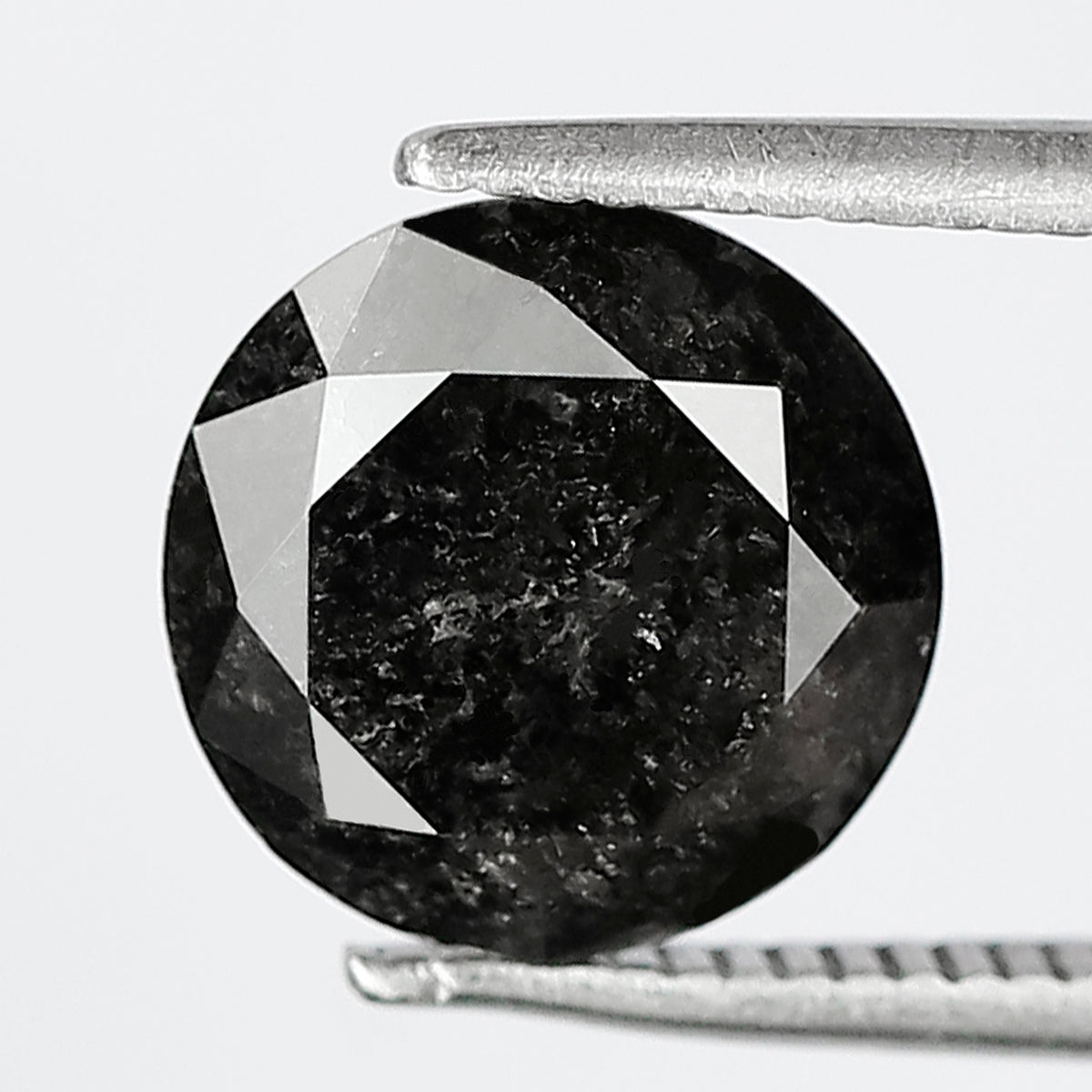 2.52 CT Round Brilliant Salt and Pepper Diamond, 8.80 mm Natural Gray Black Loose Diamond, Earth Mined Engagement Ring Stone