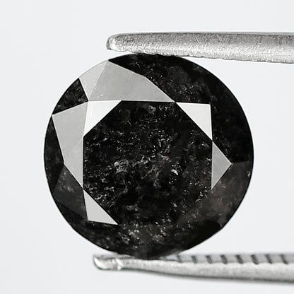 2.52 CT Round Brilliant Salt and Pepper Diamond, 8.80 mm Natural Gray Black Loose Diamond, Earth Mined Engagement Ring Stone