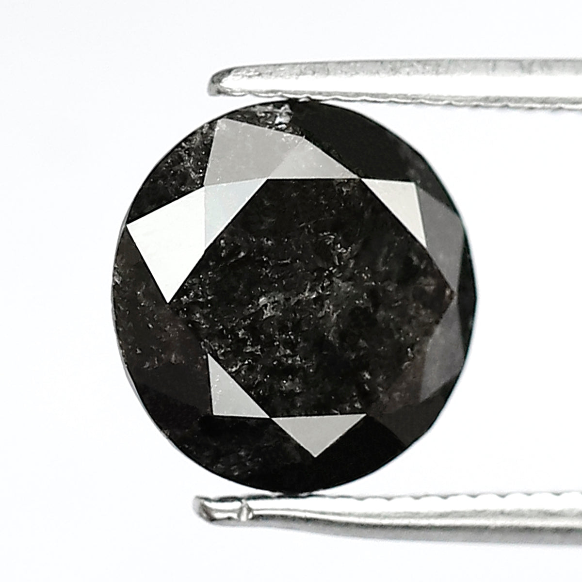 2.52 CT Round Brilliant Salt and Pepper Diamond, 8.80 mm Natural Gray Black Loose Diamond, Earth Mined Engagement Ring Stone