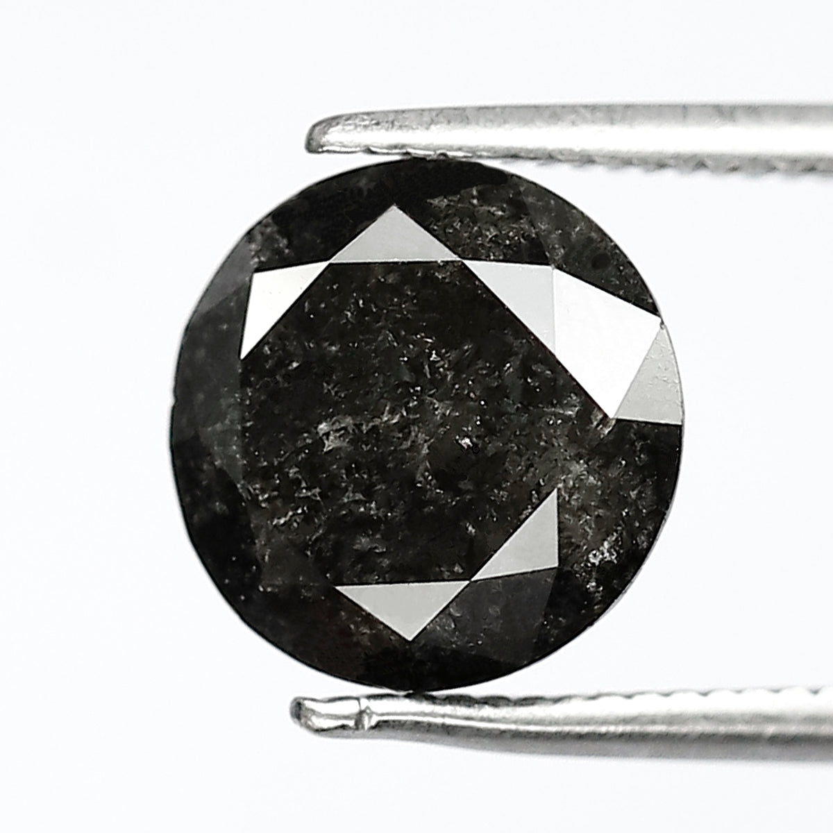 2.52 CT Round Brilliant Salt and Pepper Diamond, 8.80 mm Natural Gray Black Loose Diamond, Earth Mined Engagement Ring Stone