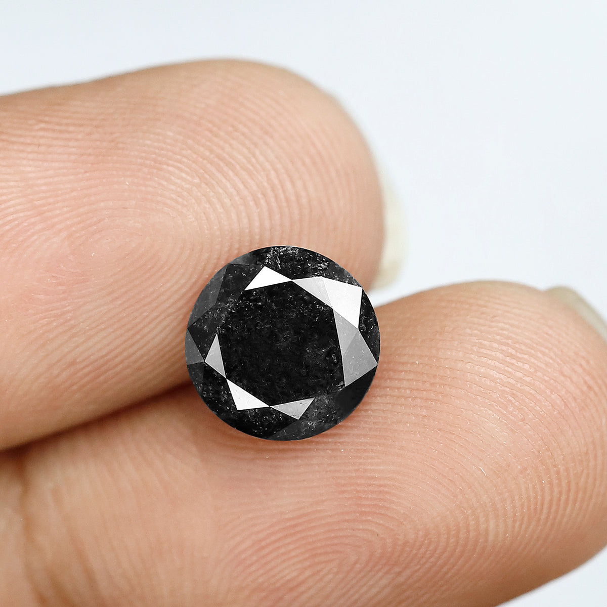 2.52 CT Round Brilliant Salt and Pepper Diamond, 8.80 mm Natural Gray Black Loose Diamond, Earth Mined Engagement Ring Stone