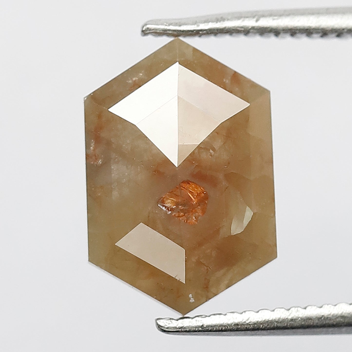 2 CT 11 MM Elongated Hexagon Gorgeous Reddish Yellow Color Flat Back Loose Salt and Pepper Diamond suitable for making Halo Pendant