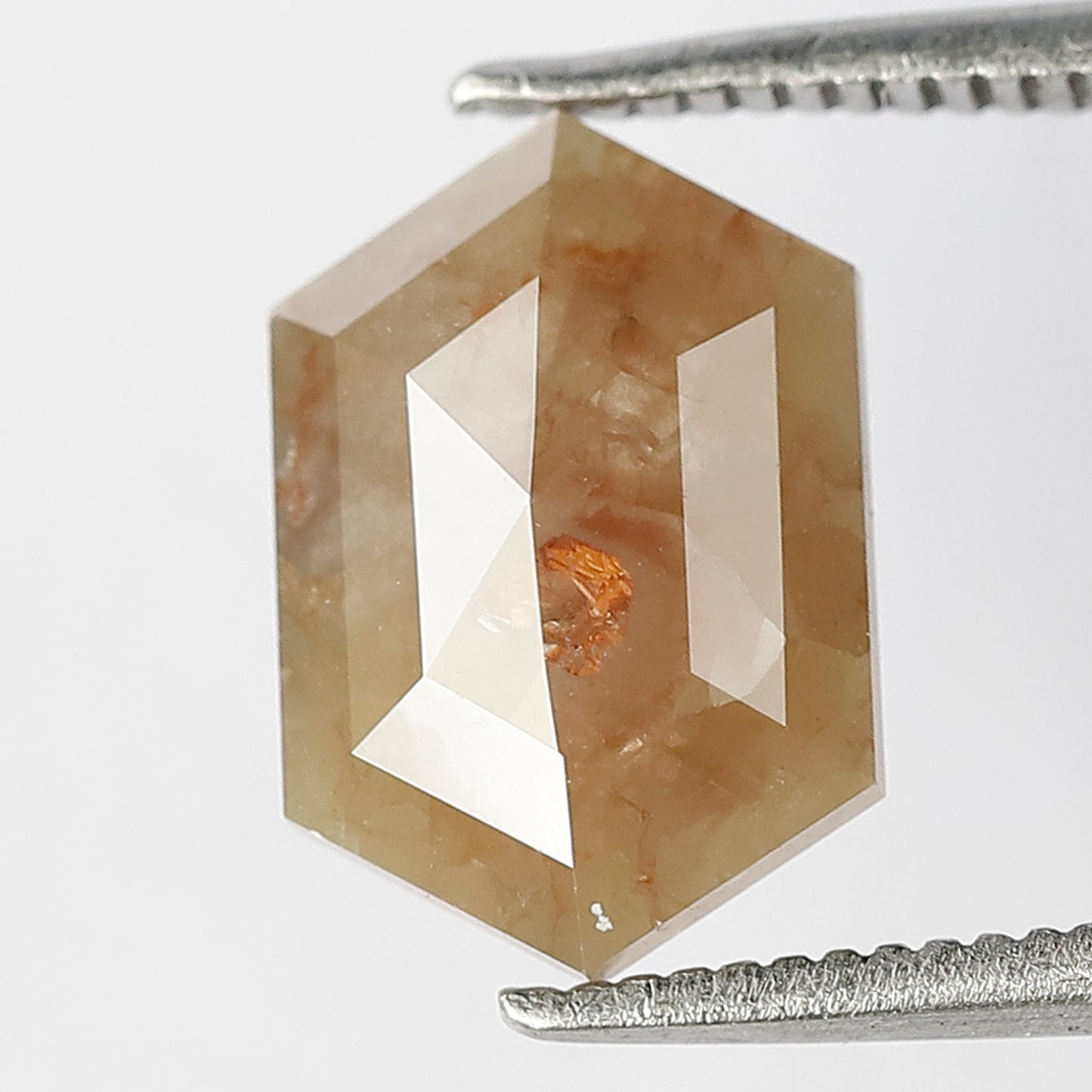 2 CT 11 MM Elongated Hexagon Gorgeous Reddish Yellow Color Flat Back Loose Salt and Pepper Diamond suitable for making Halo Pendant