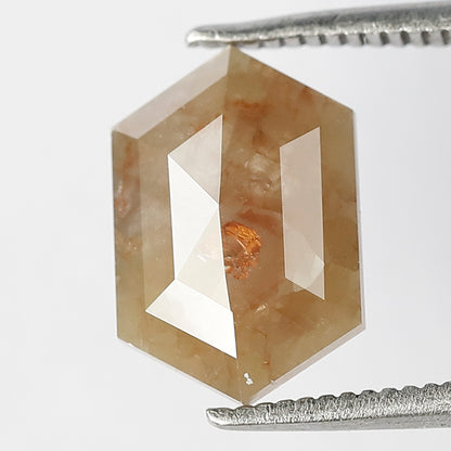 2 CT 11 MM Elongated Hexagon Gorgeous Reddish Yellow Color Flat Back Loose Salt and Pepper Diamond suitable for making Halo Pendant