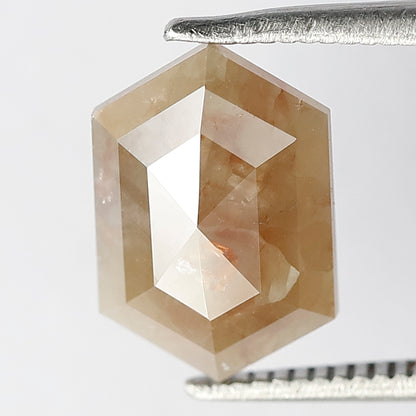 2 CT 11 MM Elongated Hexagon Gorgeous Reddish Yellow Color Flat Back Loose Salt and Pepper Diamond suitable for making Halo Pendant