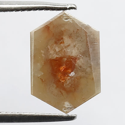 2 CT 11 MM Elongated Hexagon Gorgeous Reddish Yellow Color Flat Back Loose Salt and Pepper Diamond suitable for making Halo Pendant