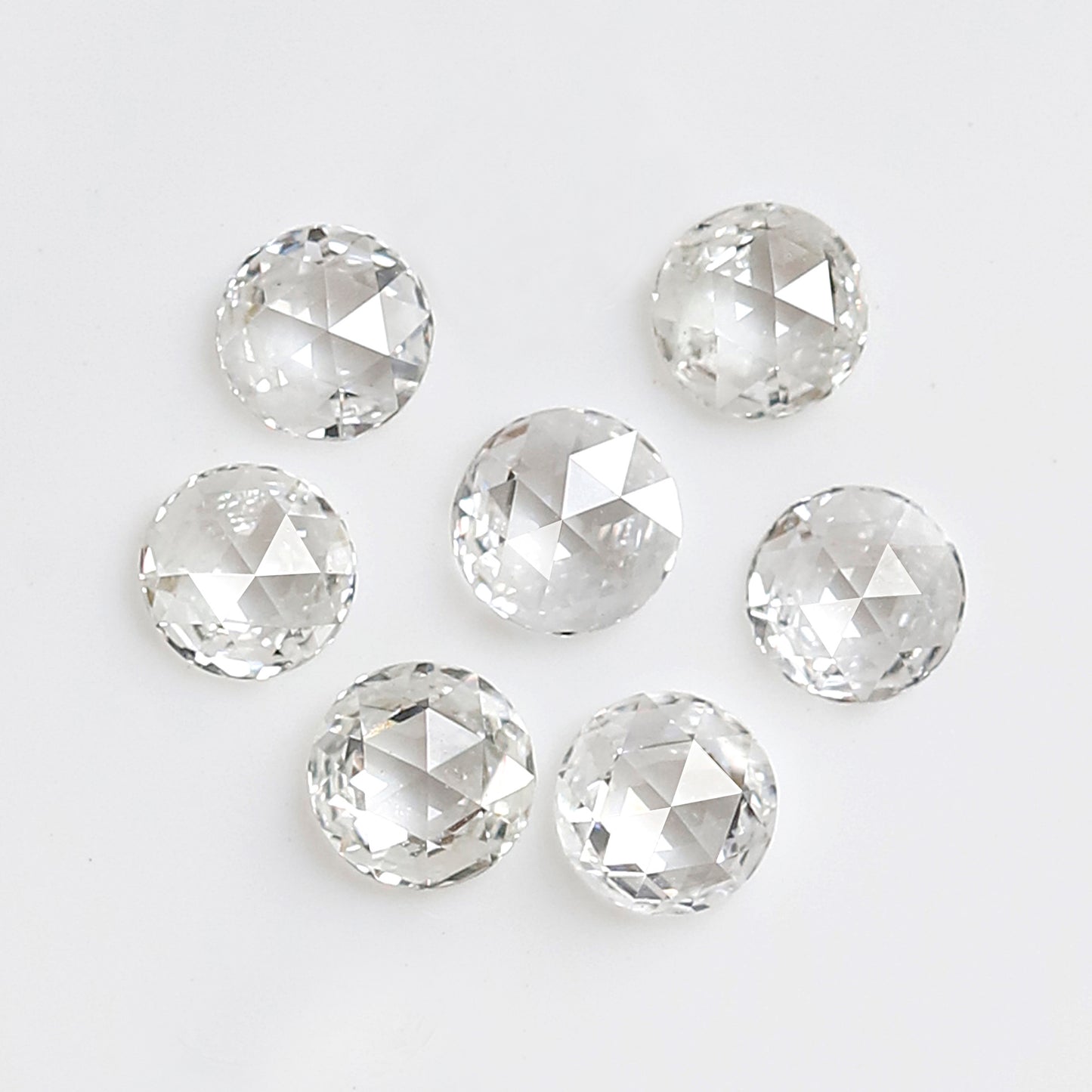 7 Pcs Round Rose Cut Melee Diamonds, 0.71 Ct Total GH Color VS- SI Natural Loose Diamond Set