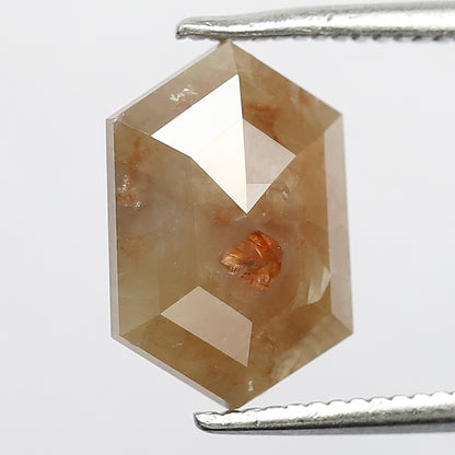 2 CT 11 MM Elongated Hexagon Gorgeous Reddish Yellow Color Flat Back Loose Salt and Pepper Diamond suitable for making Halo Pendant