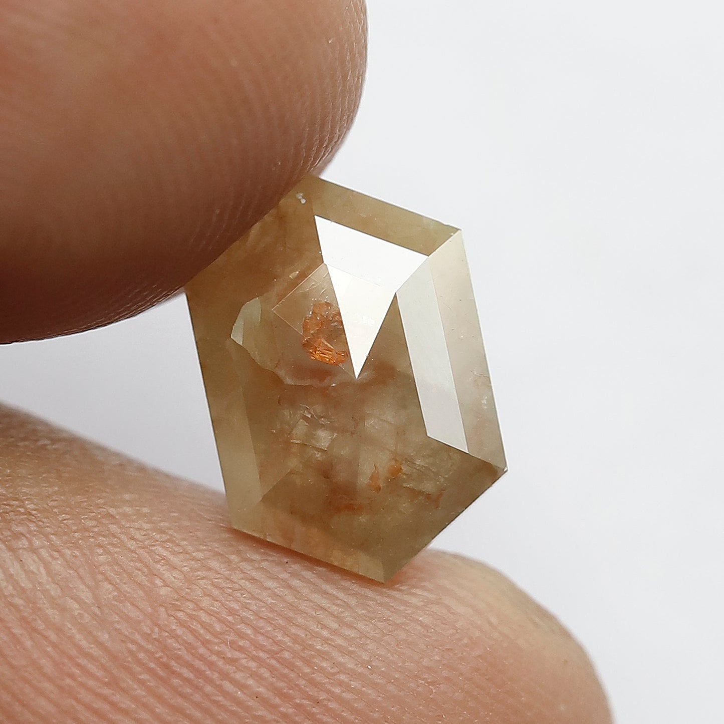 2 CT 11 MM Elongated Hexagon Gorgeous Reddish Yellow Color Flat Back Loose Salt and Pepper Diamond suitable for making Halo Pendant