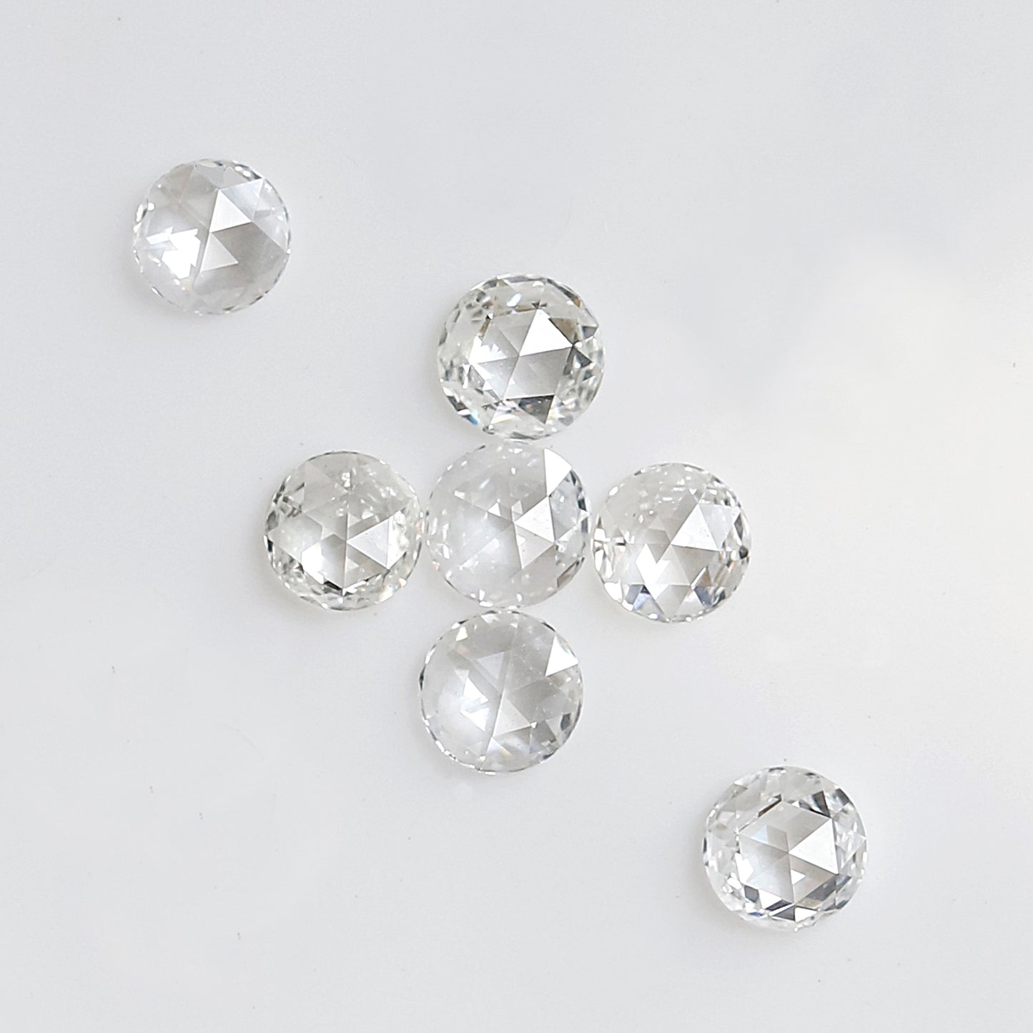 7 Pcs Round Rose Cut Melee Diamonds, 0.71 Ct Total GH Color VS- SI Natural Loose Diamond Set