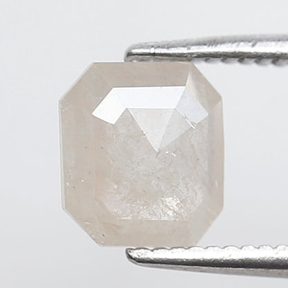 0.95 Ct Emerald Shape Salt and Pepper Diamond 6 MM Misty White Color Natural Loose Diamond