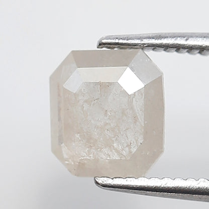 0.95 Ct Emerald Shape Salt and Pepper Diamond 6 MM Misty White Color Natural Loose Diamond