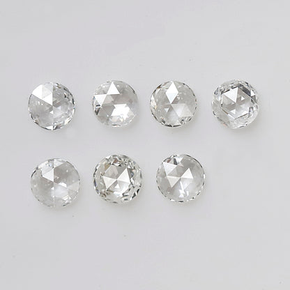 7 Pcs Round Rose Cut Melee Diamonds, 0.71 Ct Total GH Color VS- SI Natural Loose Diamond Set