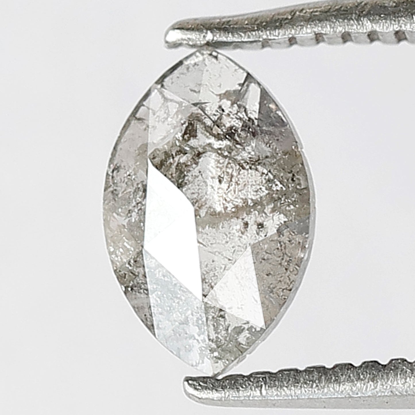 0.57 Ct Marquise Salt and Pepper Diamond, Gray Black Natural Loose Diamond, 7.70 x 5.00 mm Ethical Stone