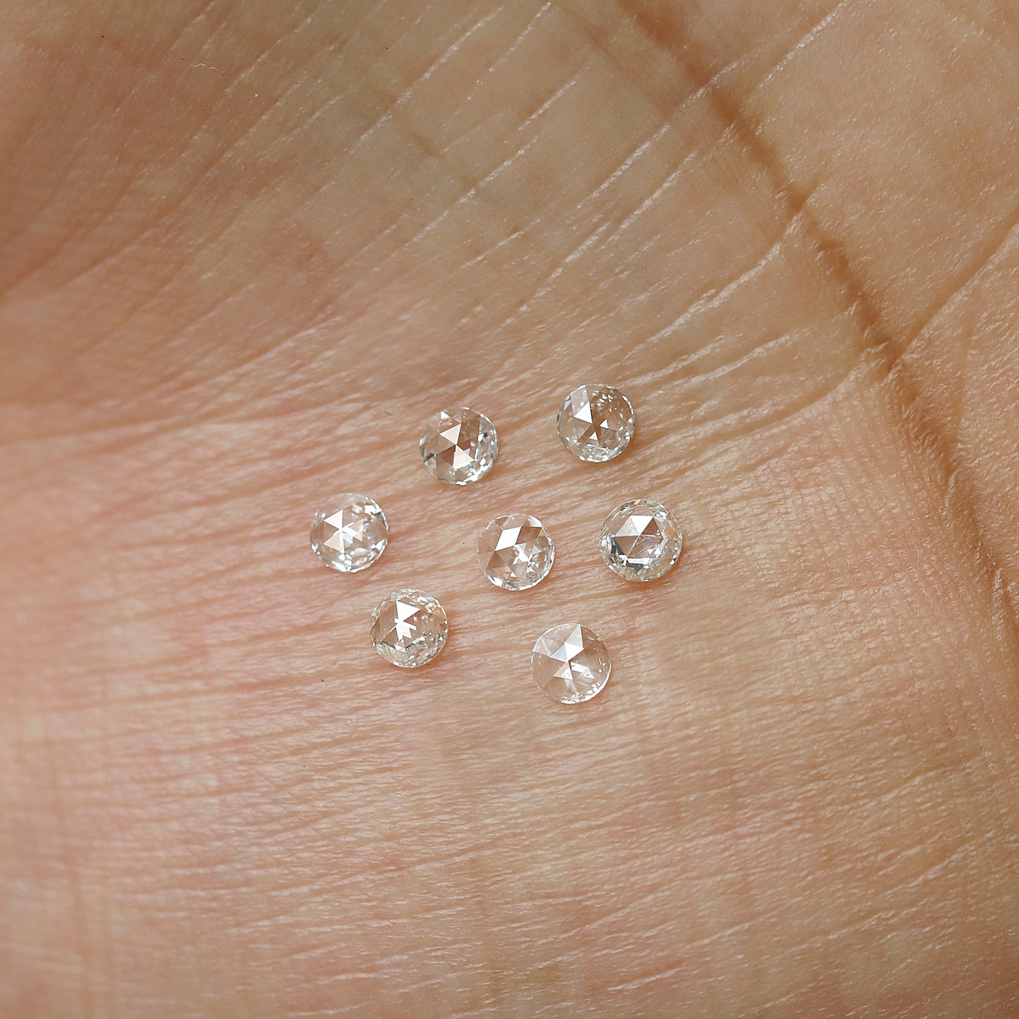 7 Pcs Round Rose Cut Melee Diamonds, 0.71 Ct Total GH Color VS- SI Natural Loose Diamond Set