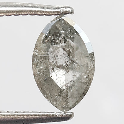 0.57 Ct Marquise Salt and Pepper Diamond, Gray Black Natural Loose Diamond, 7.70 x 5.00 mm Ethical Stone