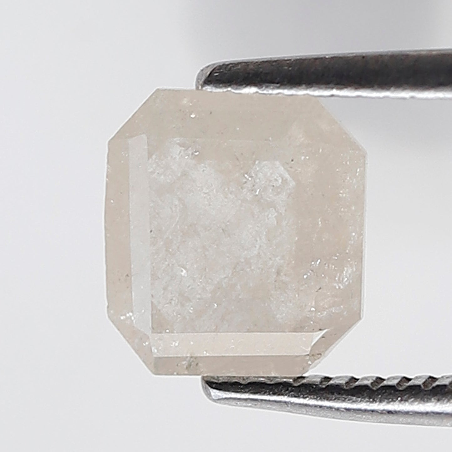0.95 Ct Emerald Shape Salt and Pepper Diamond 6 MM Misty White Color Natural Loose Diamond