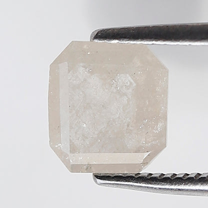 0.95 Ct Emerald Shape Salt and Pepper Diamond 6 MM Misty White Color Natural Loose Diamond