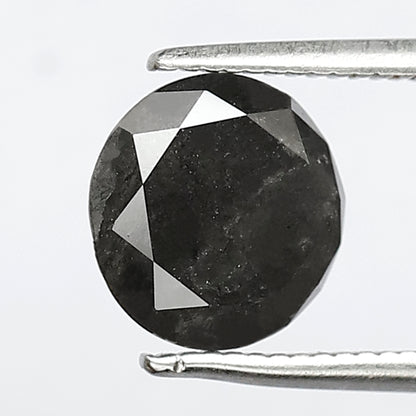2.12 CT Natural Gray Black Loose Diamond, 8.00 mm Conflict Free Earth Mined Diamond for Bridal & Anniversary Ring