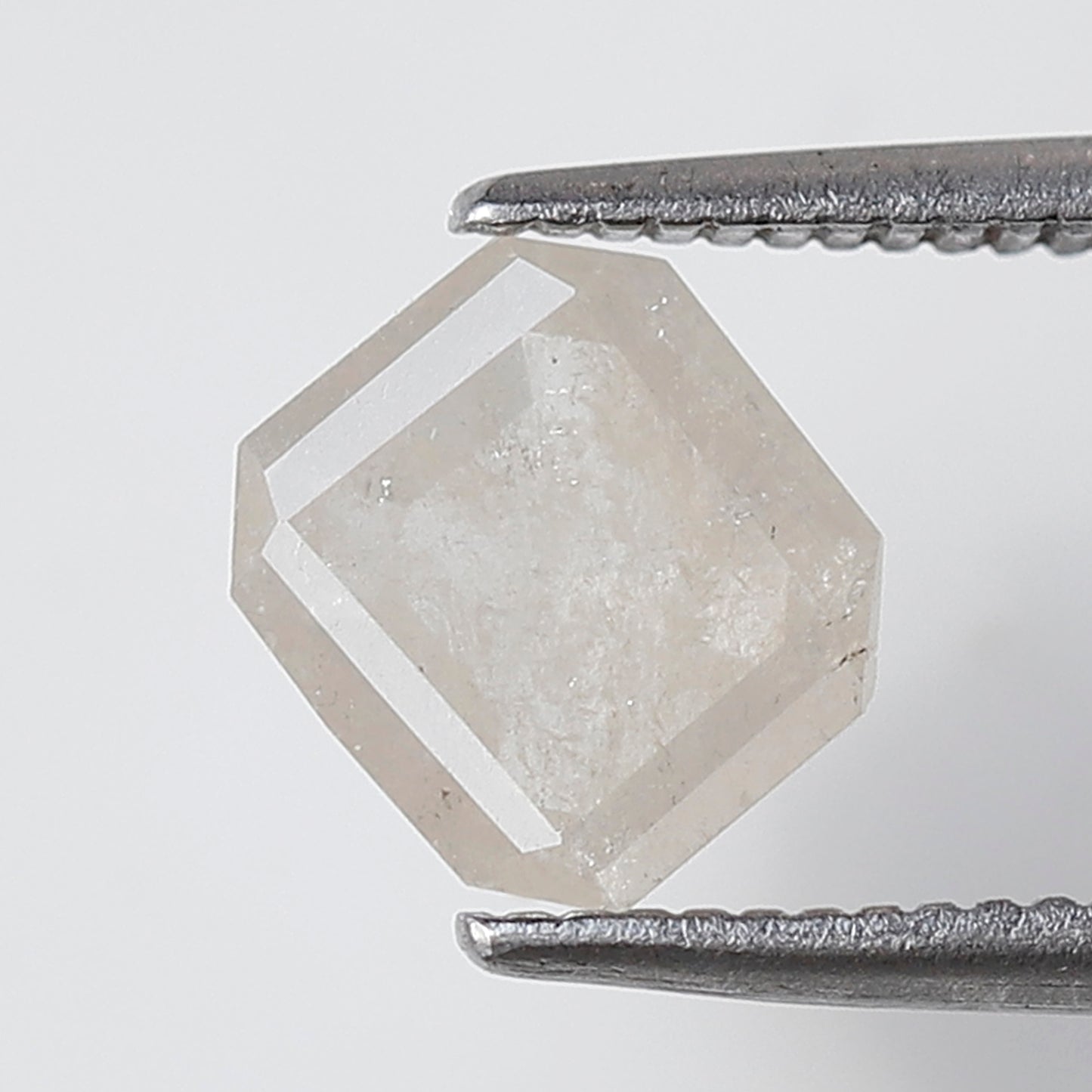 0.95 Ct Emerald Shape Salt and Pepper Diamond 6 MM Misty White Color Natural Loose Diamond