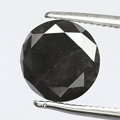 2.12 CT Natural Gray Black Loose Diamond, 8.00 mm Conflict Free Earth Mined Diamond for Bridal & Anniversary Ring