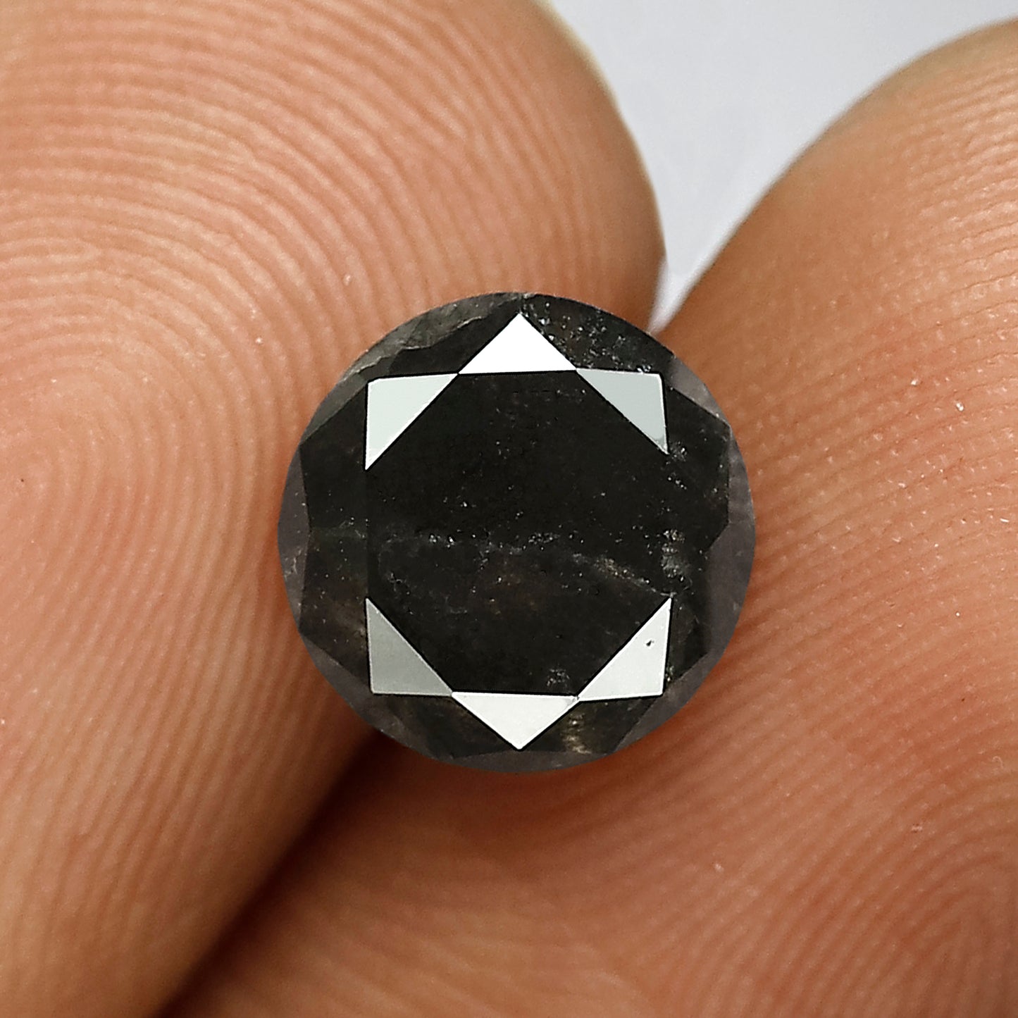 2.12 CT Natural Gray Black Loose Diamond, 8.00 mm Conflict Free Earth Mined Diamond for Bridal & Anniversary Ring