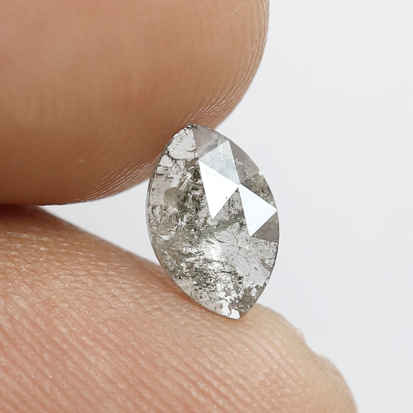 0.57 Ct Marquise Salt and Pepper Diamond, Gray Black Natural Loose Diamond, 7.70 x 5.00 mm Ethical Stone