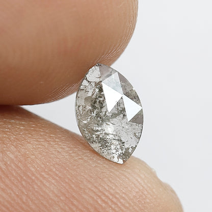 0.57 Ct Marquise Salt and Pepper Diamond, Gray Black Natural Loose Diamond, 7.70 x 5.00 mm Ethical Stone