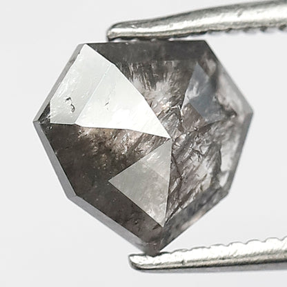 Natural Loose Modified cut Salt and Pepper Diamond, 1.32 CT Grayish Black Earth Mined Diamond For Unique Jewelry