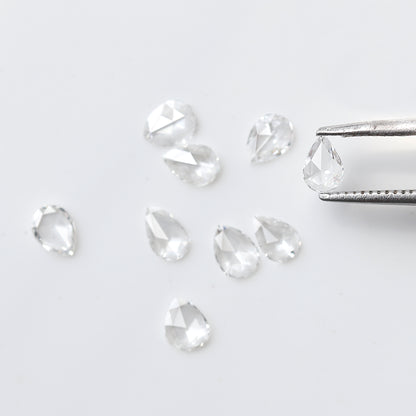 1.03 Ct Pear Rose Cut Diamond Lot, 9 Pcs FG VVS-VS Natural Loose Diamonds 4.5 x 3.3 mm