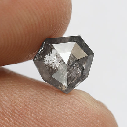 Natural Loose Modified cut Salt and Pepper Diamond, 1.32 CT Grayish Black Earth Mined Diamond For Unique Jewelry