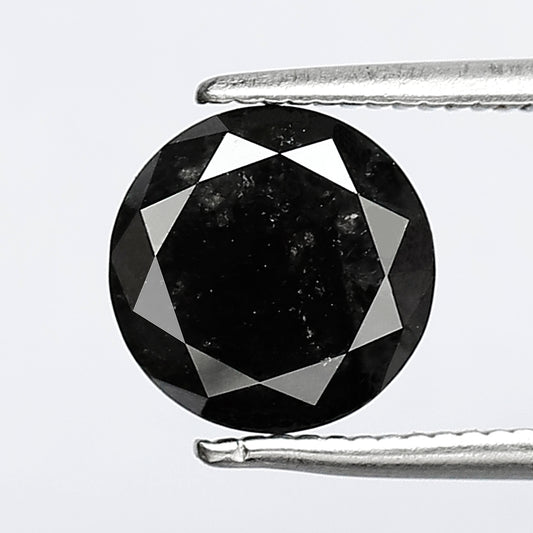 2.48 CT Round Brilliant cut Salt and Pepper Diamond, 7.80 mm Natural Gray Black Ethical Diamond
