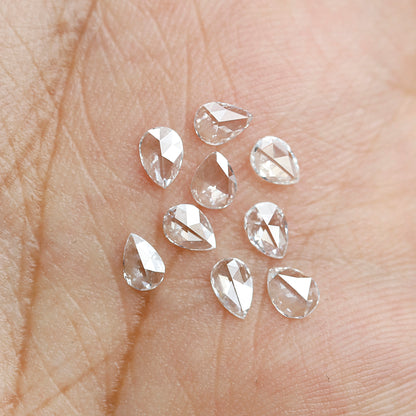1.03 Ct Pear Rose Cut Diamond Lot, 9 Pcs FG VVS-VS Natural Loose Diamonds 4.5 x 3.3 mm